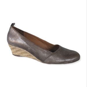 Paul Green Munchen Metallic Gray Leather Wedges